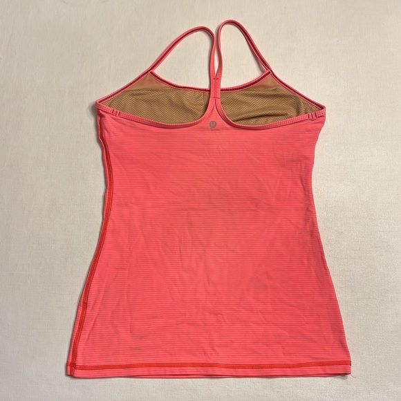 37. Lululemon Power Y Back Tank Top Coral Stripe - Picture 2 of 4